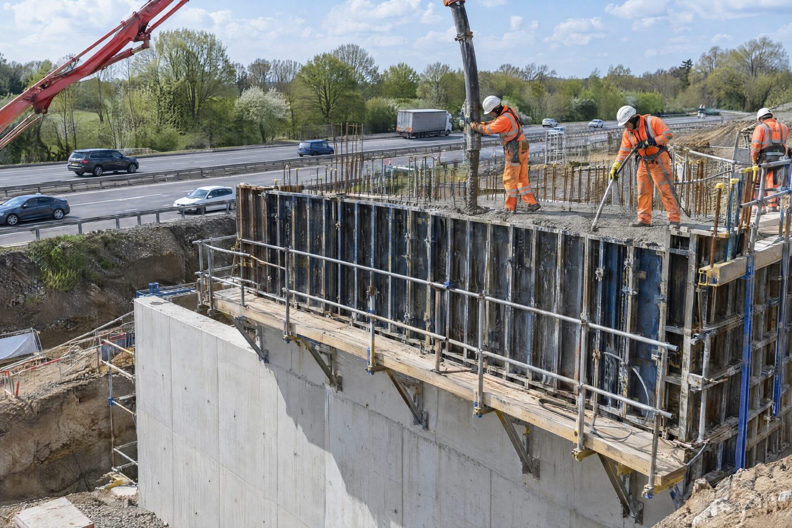 Abutment pour on the Vanguard Footbridge
